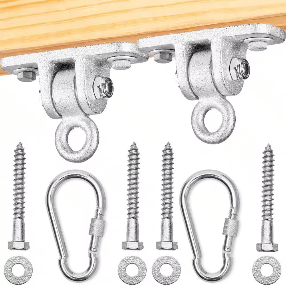 Silver Metal Swing Hanging Kit with Screws and Bolts for Porch Swing, Hammocks a