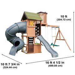 KidKraft Tennyson Twist Wooden Outdoor Swing Set with Surf Swing Free Shipping