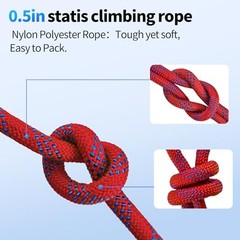 150Ft 1/2 Inch Heavy Duty Climbing Rope – for Tree Swing, Pulling, 150ft-Red
