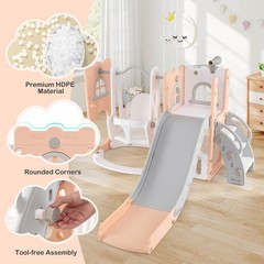 7-in-1 Toddler Slide & Swing Set Indoor Playground for Kids Age 1-3 Years Old
