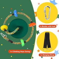 Tree Swing for Kids,Heavy Duty Single Disc Seat Climbing Rope Set Green Swing