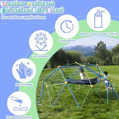 Gardenature 10FT Climbing Dome with Hammock, Outdoor Jungle Gym for Kids, Geomet
