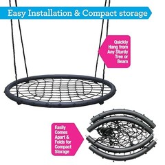 Large 40″ Wide Giant Tree Net Swing w Hanging Rope & Rings- 2 Person | Indoor