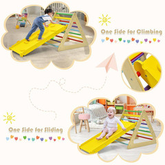3 in 1 Kids Climbing Ladder Set 2 Triangle Climbers with Ramp for Sliding and Cl