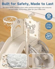 Toddler Slide for Kids, 6 in 1 Indoor Outdoor Toddler Slides Cream&gray