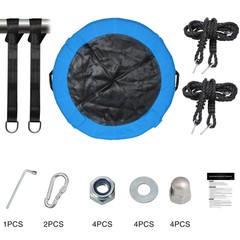 40 Inch Blue Saucer Tree Swing Set for Kids Adults Waterproof Flying Swing Seat