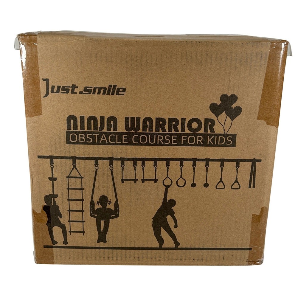 Just Smile Ninja Warrior Obstacle Course for Kids 52ft Slackline Hanging Gym Set