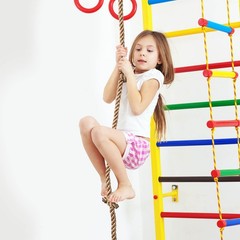 Yangbaga Wooden Round Disc Rope Swing 51”-73” Adjustable Child, Brown