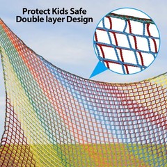 Playground Safety Net 6.5′ x 9.8′, Double Layers Climbing Cargo Net for Kids,…