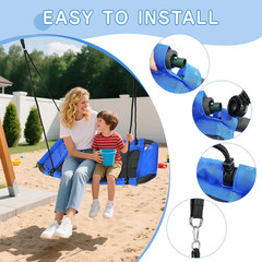 CYFIE 38″ Rectangle Platform Tree Swing for Kids, Anti-Fade and Breathable Texti
