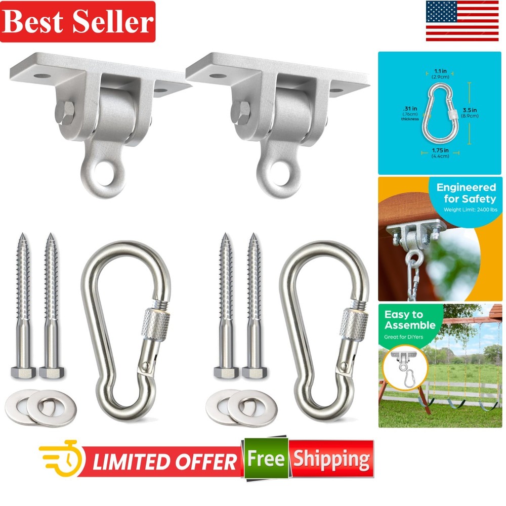 Heavy Duty Swing Set Hangers with Locking Snap Hooks for Porch Patio Playground