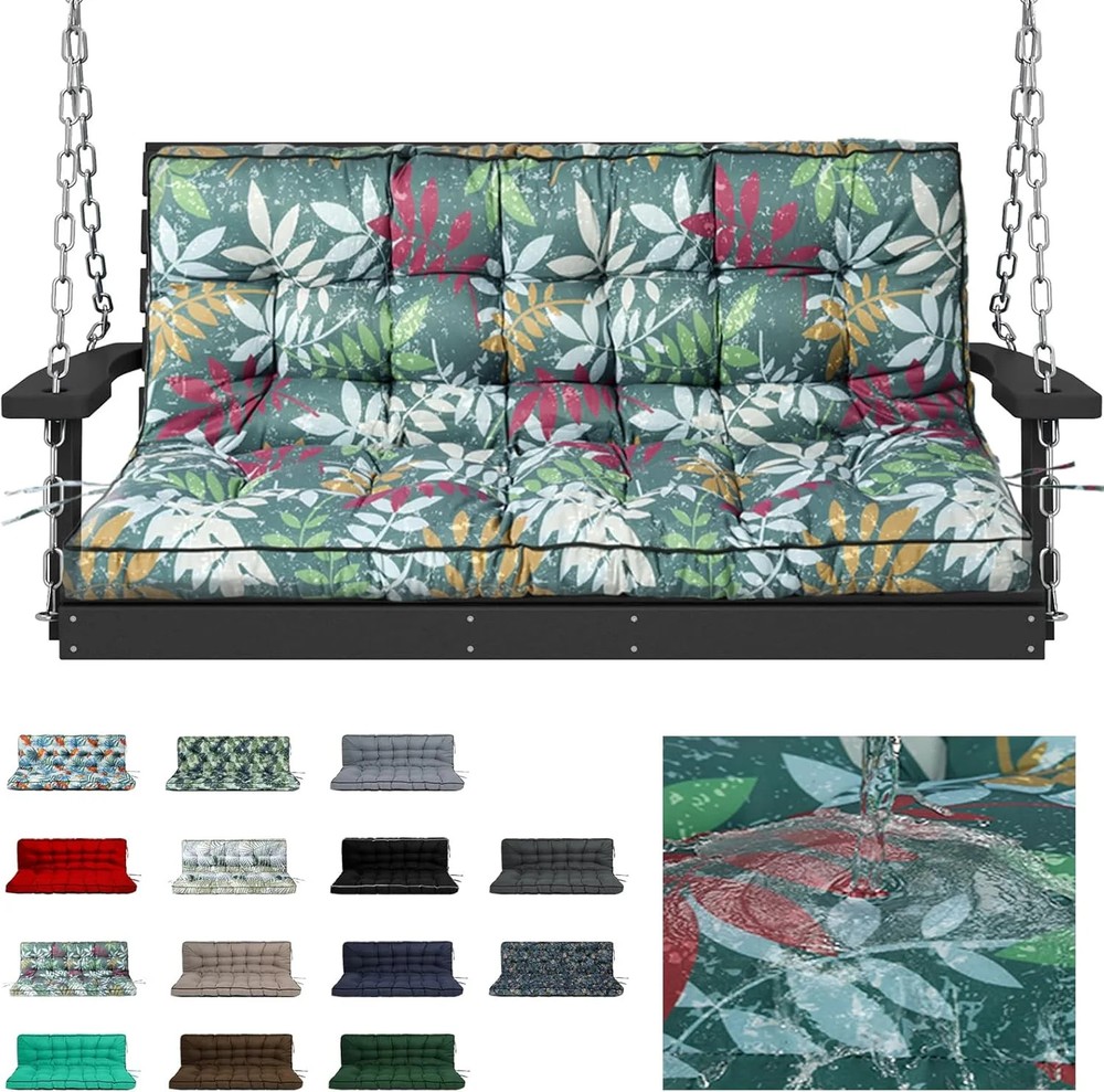 Waterproof Porch Swing Cushion Replacement, Thick 4″ 2-3 Seat Outdoor Swing Seat