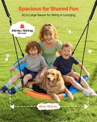 Colorful Saucer Swing Set: 40in Seat, Powder-Coated Steel A-Frame, 440lb Rating