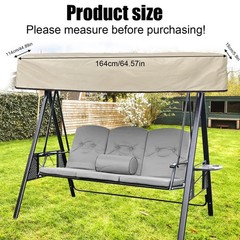 Beige 3-Seat Porch Swing Canopy Replacement 64×45″ Waterproof Sunshade Cover