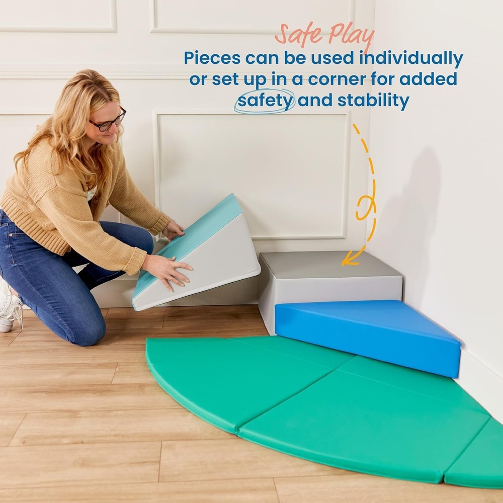 ECR4Kids SoftZone Adventurer’s Summit Ramp Corner Climber 4-Piece Contemporary