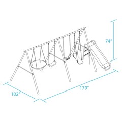 XDP Recreation Surf N Swing 5 Station Outdoor Swing and Play Set with Slide