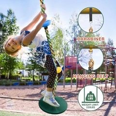 Tree Swing for Kids,Heavy Duty Single Disc Seat Climbing Rope Set Green Swing