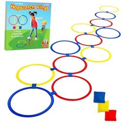 Hopscotch Rings, 12 x 11 Inch Rings & 3 Bean Bags, Play Hopscotch Outdoor &
