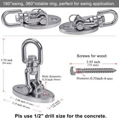 304 Stainless Steel Heavy Duty Swing Hangers 360° Swivel Hook For Hammock