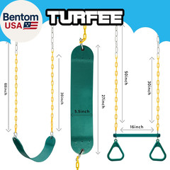 3 Pack Assorted Swing Set, Including 1 Gym Rings Trapeze Bar and 2 Pcs Swings wi