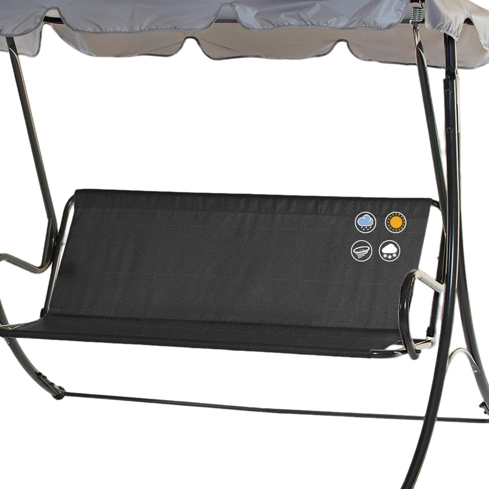 Black Heavy-Duty Waterproof 3-Seater Swing Cover, Outdoor Patio, 350lbs