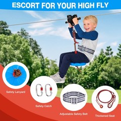 100FT Kids Zipline Kit for Backyard: Up To 400LBS Quick Tighten Zipline Kits