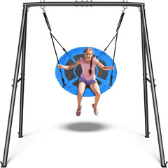 Saucer Swing with Frame for Kids Outdoor, 440Lbs Swing Set with Heavy Duty Metal