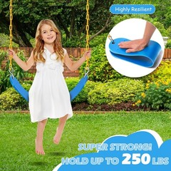 2PCS Heavy Duty Swing Seats with 66” Chains – Supports 250lbs – Bright Blue