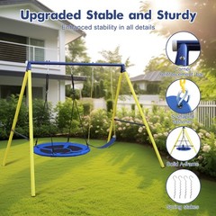 2 in 1 Swing Set With Hammock Swing, Belt Swing for Backyard