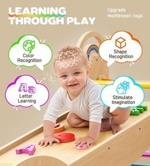 9-in-1 Montessori Climbing Toy for Toddlers, Foldable Wooden Indoor Jungle Gym