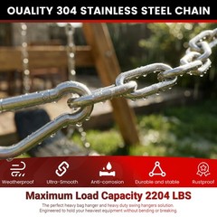 1000LB Heavy Duty Hanging Swing Chain, 6mm Thick 304 Stainless Steel Hanging …