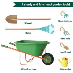 Wheelbarrow Gardening Playset 7 pc Green