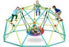 Climbing Dome with Swing 10FT Kids Jungle Gym Monkey Bar Climbing Outdoor Toys