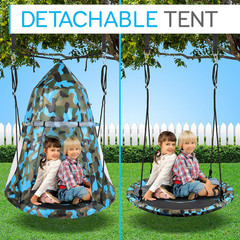 40″ Kids Hanging Tent Swing, Outdoor Saucer Swing with Hang Kit and Swinging Swi