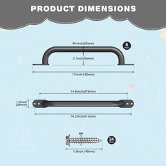6 Pack 17-Inch Safety Handle, Heavy Duty Metal Safety Playground Handles, Ind…