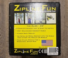 NEW Zipline Fun ZL35 – 35′ Ages 8+ up to 125lbs – Backyard Rope Zip Line Install