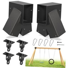 Heavy Duty Swing Sets Bracket Kit, Including 2 A-Frame + 4 Swing Hangers Black