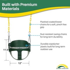 Heavy-Duty High Back Half Bucket Toddler Swing Seat with Coated Swing Chains