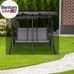 Patio Swing Mosquito Netting for 2-3 Seater Swing, Black Patio Swing Mosquito Ne