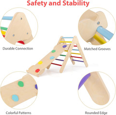 Pikler Triangle Set 3 in 1 Climbing Toys for Toddlers Wood Montessori Baby Jungl