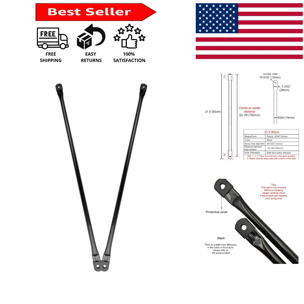 31.5″ Black Metal Round Rods – Essential Replacement for Swing Frames (Set of 2)