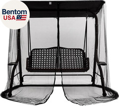 Patio Swing Mosquito Netting for 2-3 Seater Swing, Black Patio Swing Mosquito Ne