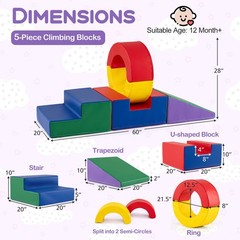 5 Pieces Foam Climbing Toys, Colorful PU Leather Climbing Blocks for Toddlers