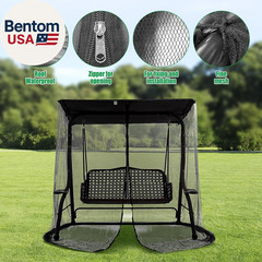 Patio Swing Mosquito Netting for 2-3 Seater Swing, Black Patio Swing Mosquito Ne