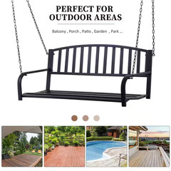 50 In.Seats 2-People Steel Patio Swing with Sturdy Chains, for Backyard, Deck, 5