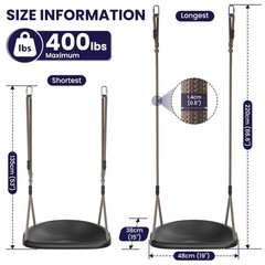 ROPECUBE Black Heavy-Duty Ergonomic Rope Tree Swing – Adults & Kids Adjustable