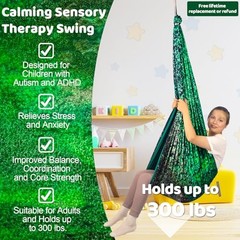 HiCamer Sensory Swing 300lbs Indoor Outdoor Cuddle Swing Crystal Green