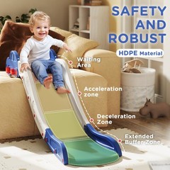 Qaba Toddler Couch Slide for Bed Sofa Indoor Extra Length Easy Assemble Blue