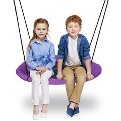 40″ Saucer Tree Swing Adjustable Rope Swing Platform Purple Patio Swing Durable