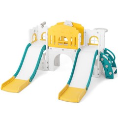 JOYLDIAS Double Slide Toddler Playground Kids Playset Gifts w/ Climber,BallHoop